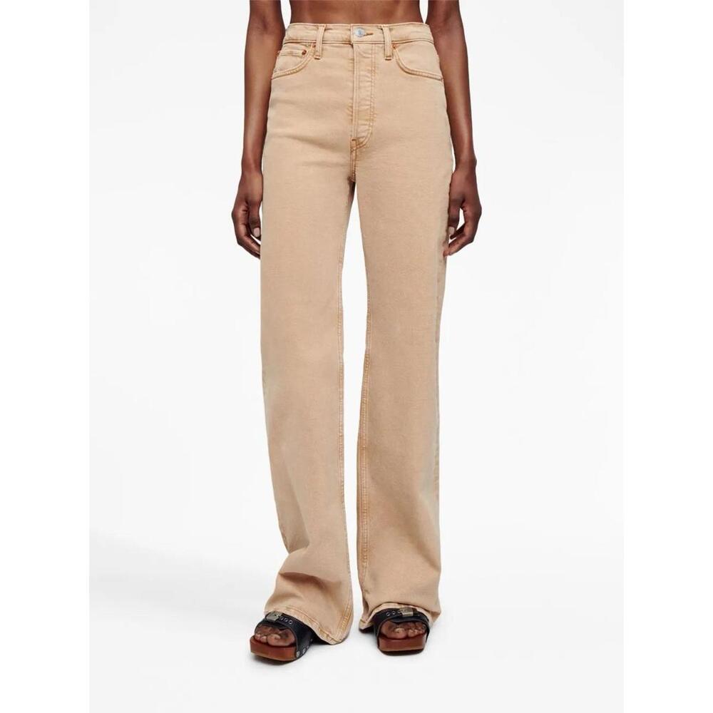 New RE/DONE 70s Ultra High Rise Wide Leg Jeans Beige Khaki Size 24 $295‎